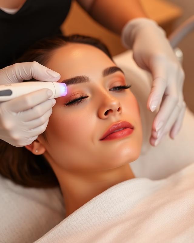 Microneedling service on a client above her eye on a client at The Med Spa of Flower Mound